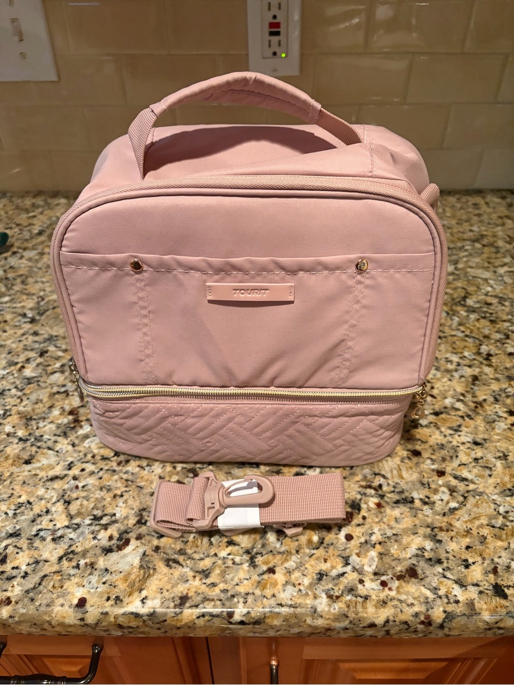 Pink Insulated Lunch Bag with Strap